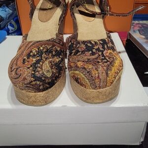 Soda Multicolor Paisley Wedge Sandals
